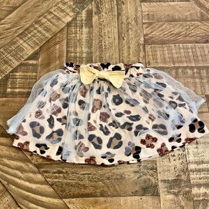 Baby girl cheetah ruffle skirt with bow size 12-18 months